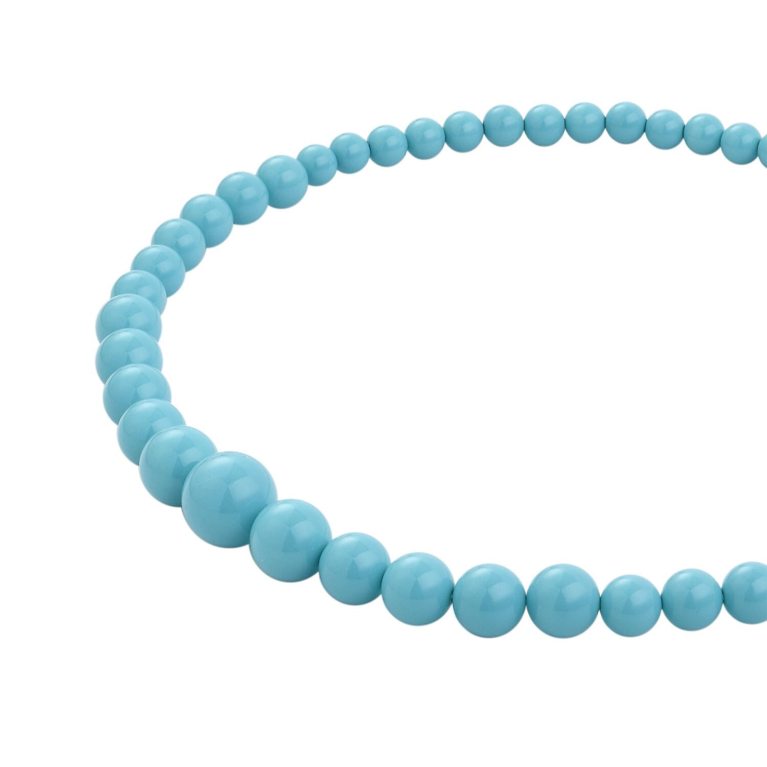 Sleeping Beauty Color Shell Pearl 8-16mm Necklace 20-22 Inches in Silvertone