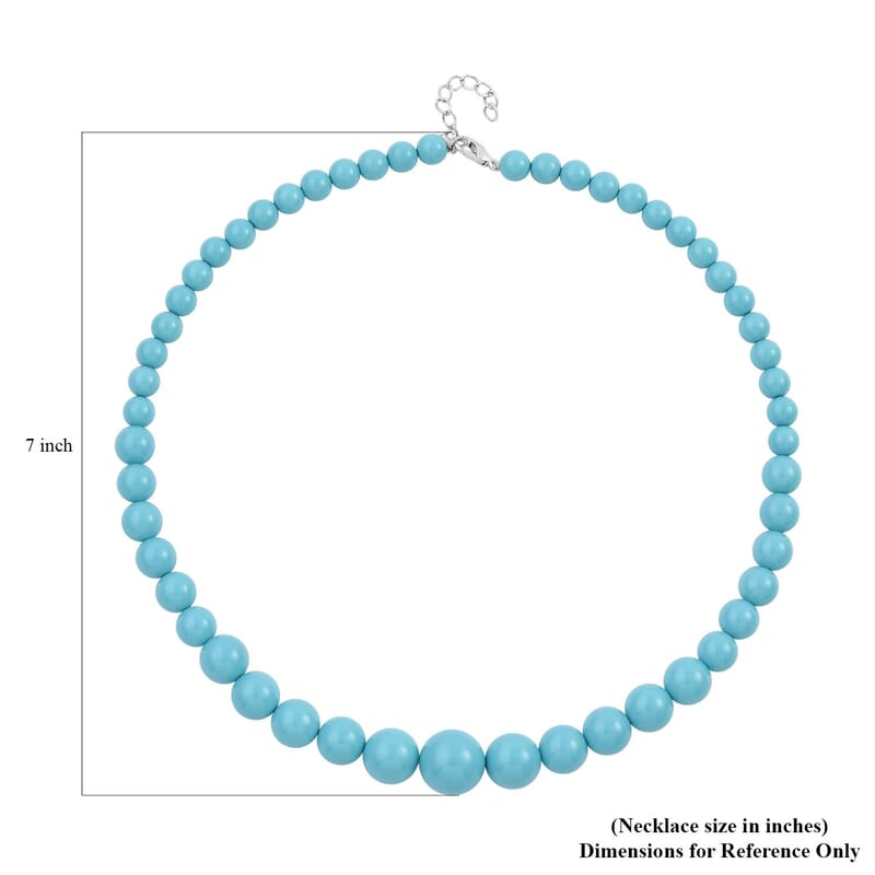 Sleeping Beauty Color Shell Pearl 8-16mm Necklace 20-22 Inches in Silvertone
