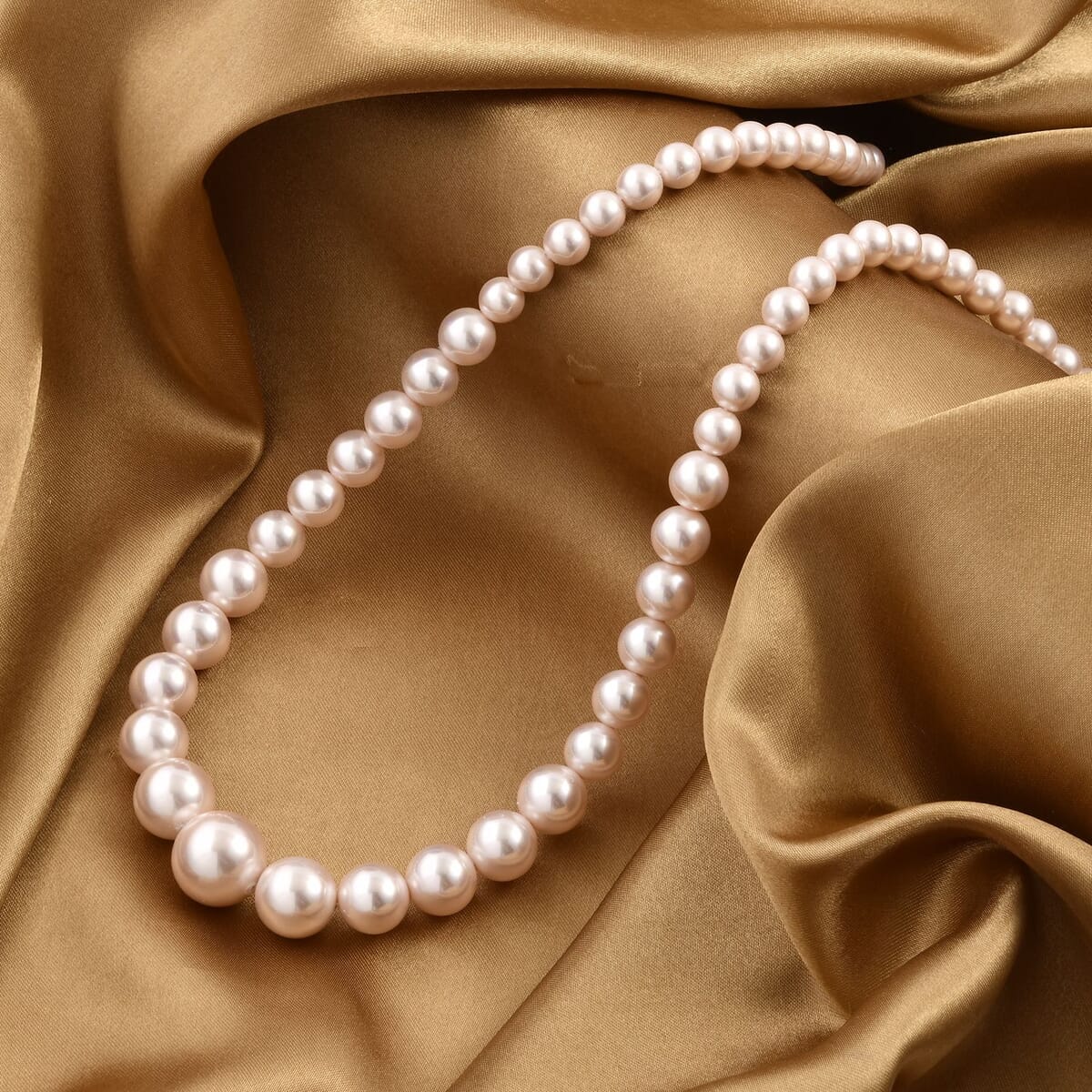 Pink Shell Pearl Necklace 20-22 Inches in Silvertone image number 1
