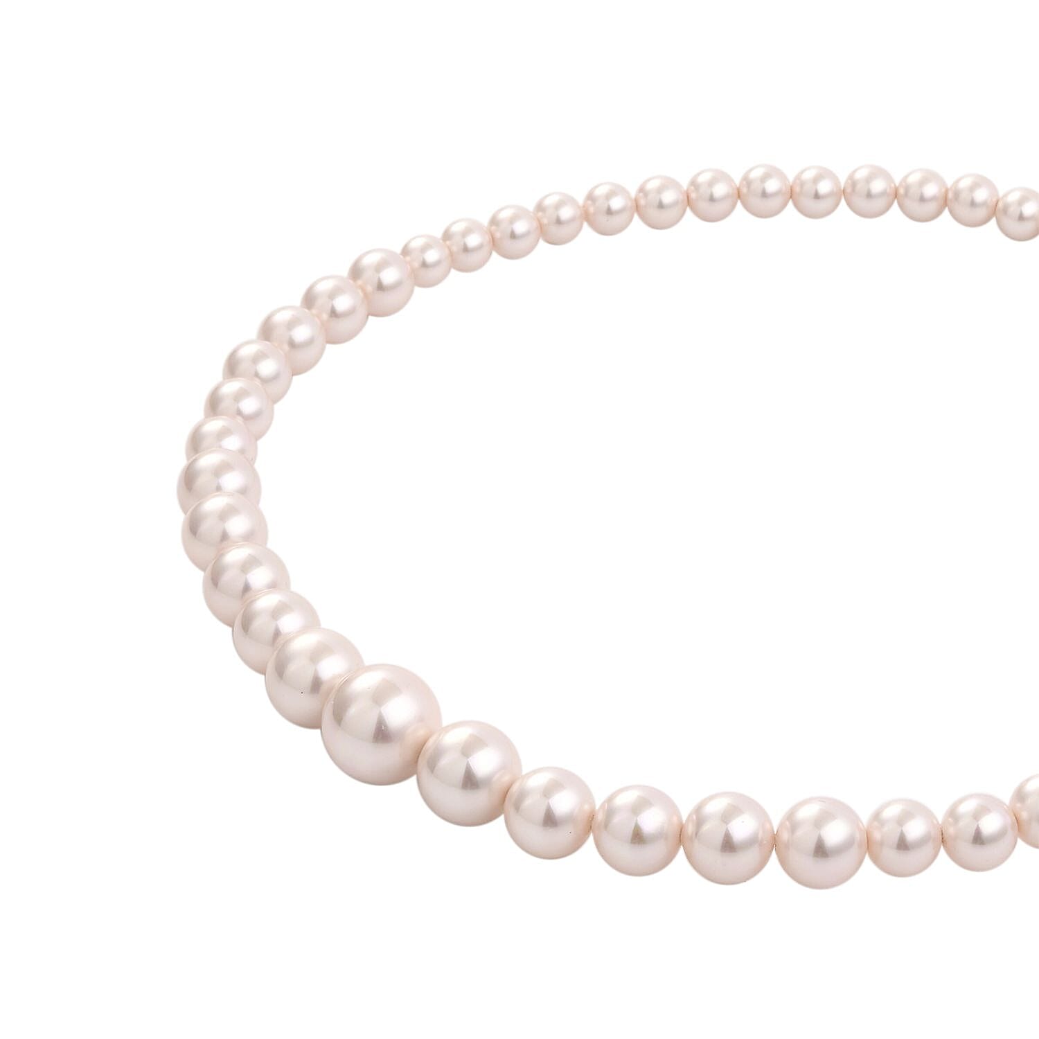 Pink Shell Pearl Necklace 20-22 Inches in Silvertone