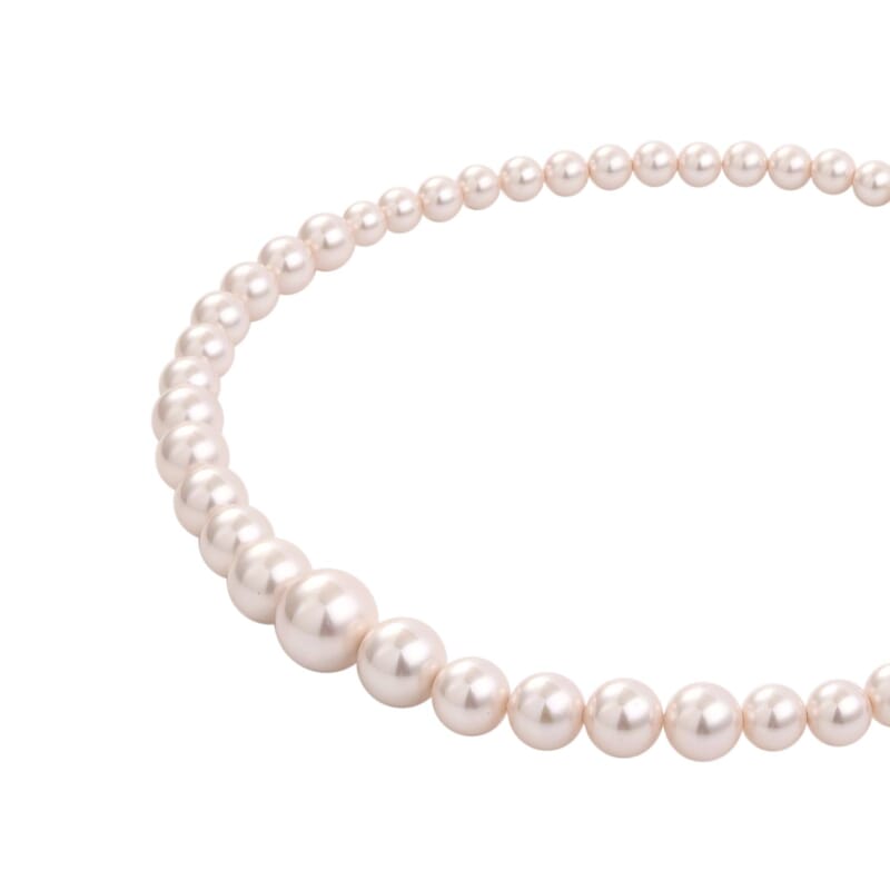 Pink Shell Pearl Necklace 20-22 Inches in Silvertone