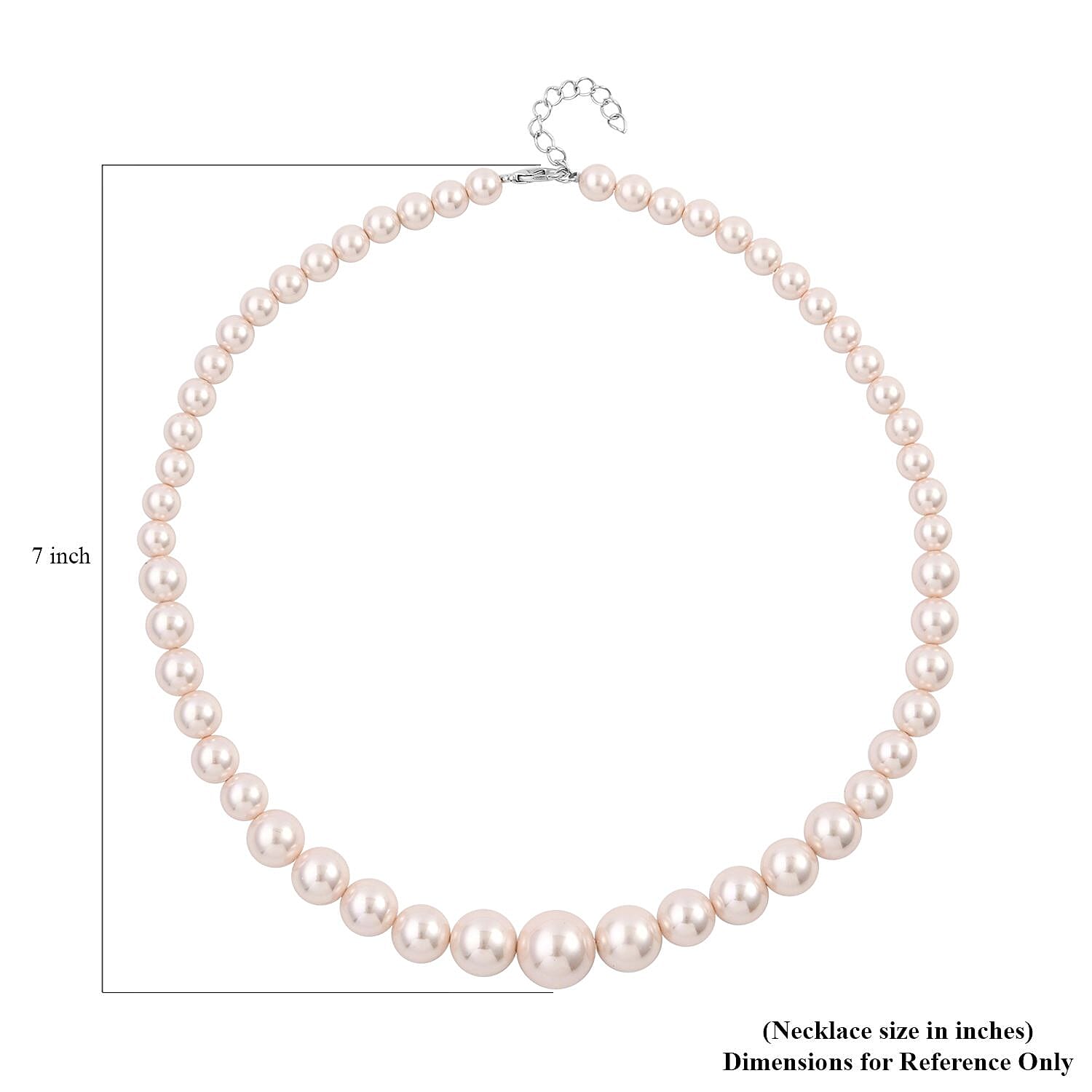 Pink Shell Pearl Necklace 20-22 Inches in Silvertone