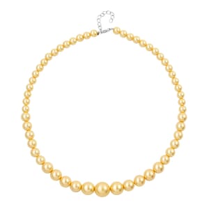 Golden Color Shell Pearl Necklace 20-22 Inches in Silvertone
