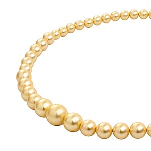 Golden Color Shell Pearl Necklace 20-22 Inches in Silvertone