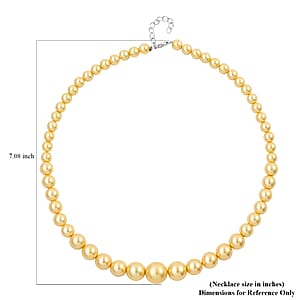 Golden Color Shell Pearl Necklace 20-22 Inches in Silvertone