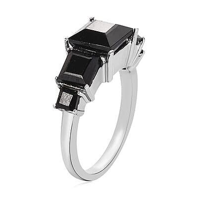 Thai Black Spinel 5 Stone Ring in Stainless Steel (Size 10.0) 3.85 ctw
