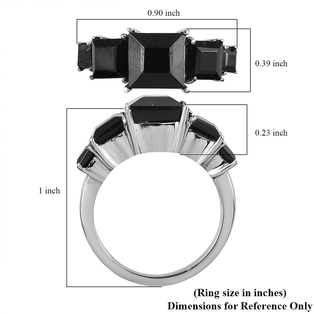 Thai Black Spinel 5 Stone Ring in Stainless Steel (Size 10.0) 3.85 image number 5