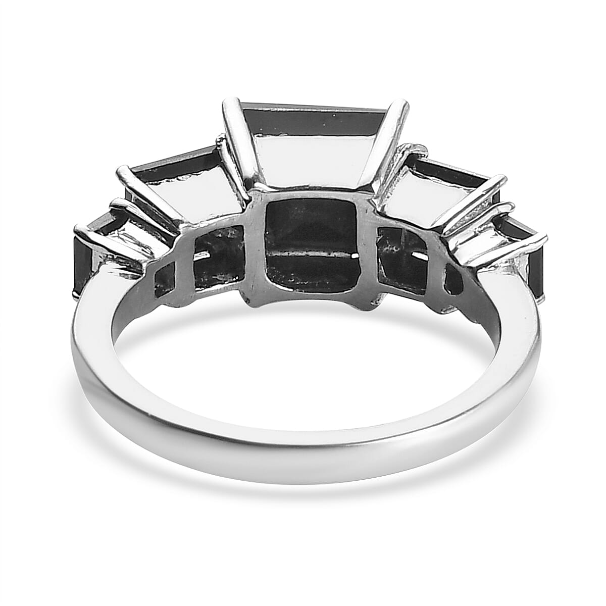 Thai Black Spinel 5 Stone Ring in Stainless Steel (Size 8.0) 3.85 ctw image number 4