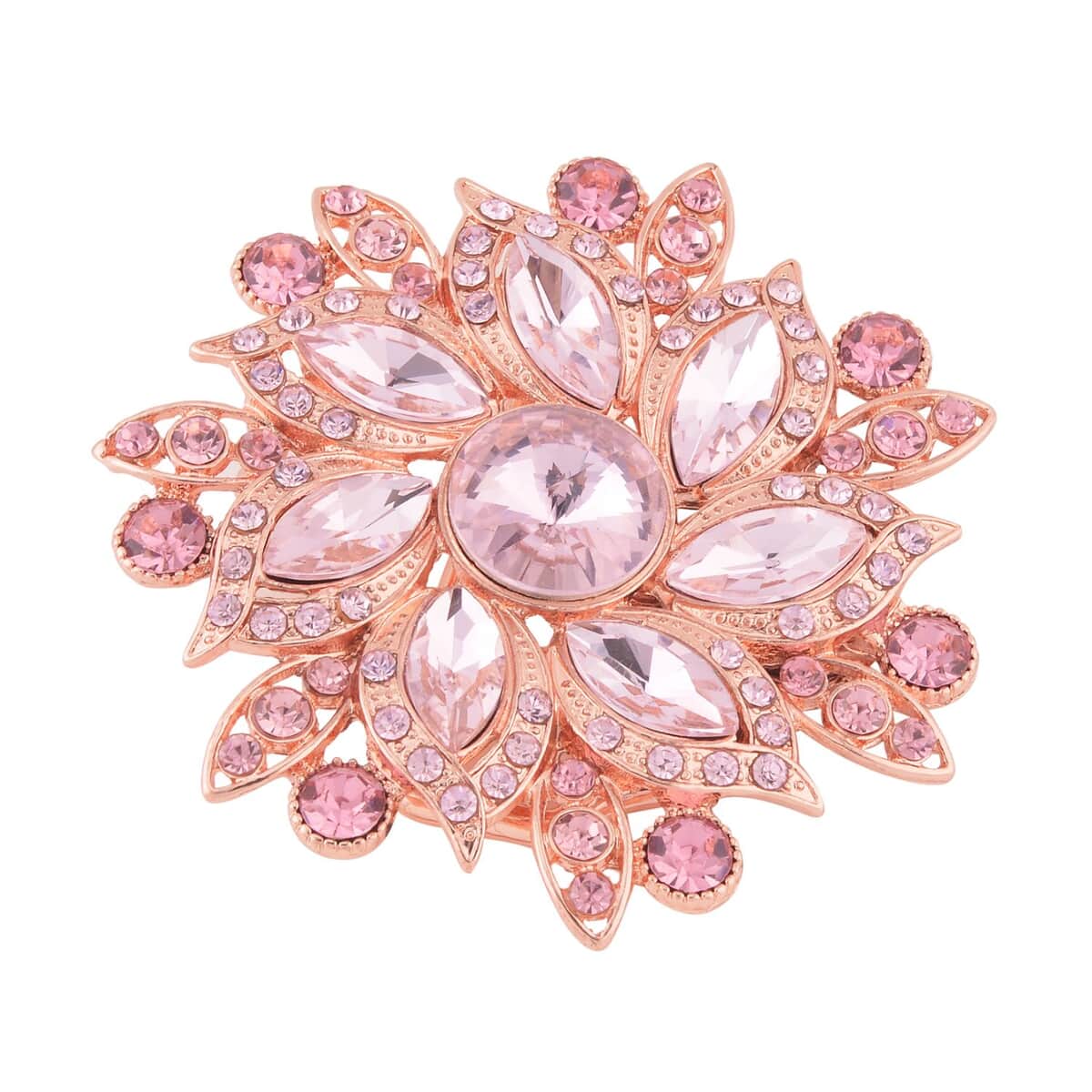 Pink Glass and Pink Austrian Crystal Floral Belt Buckle in Rosetone image number 2