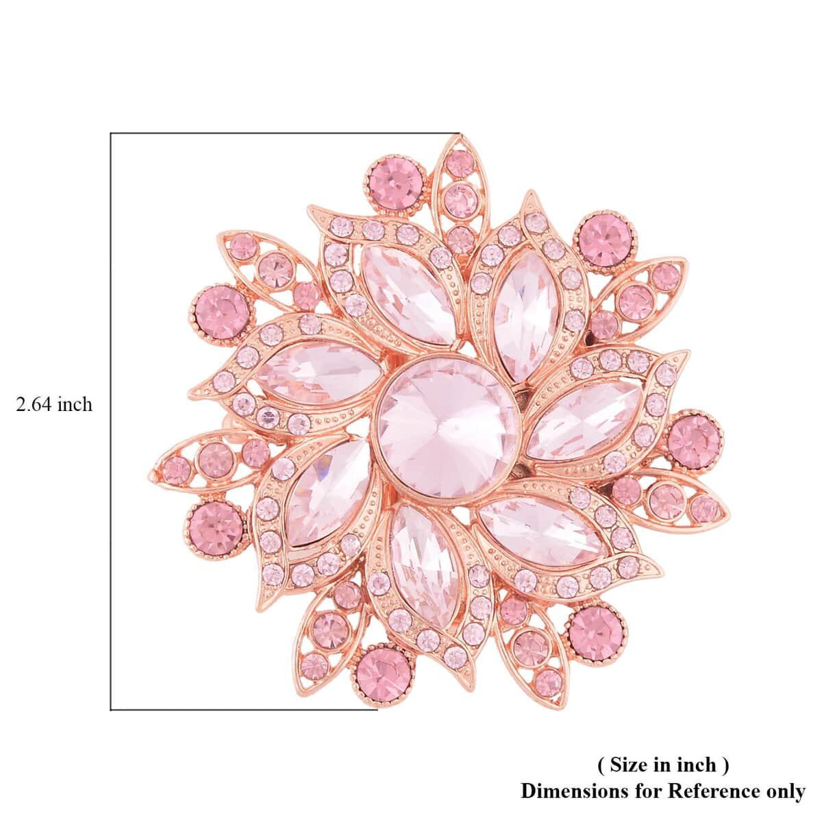 Pink Glass and Pink Austrian Crystal Floral Belt Buckle in Rosetone image number 3