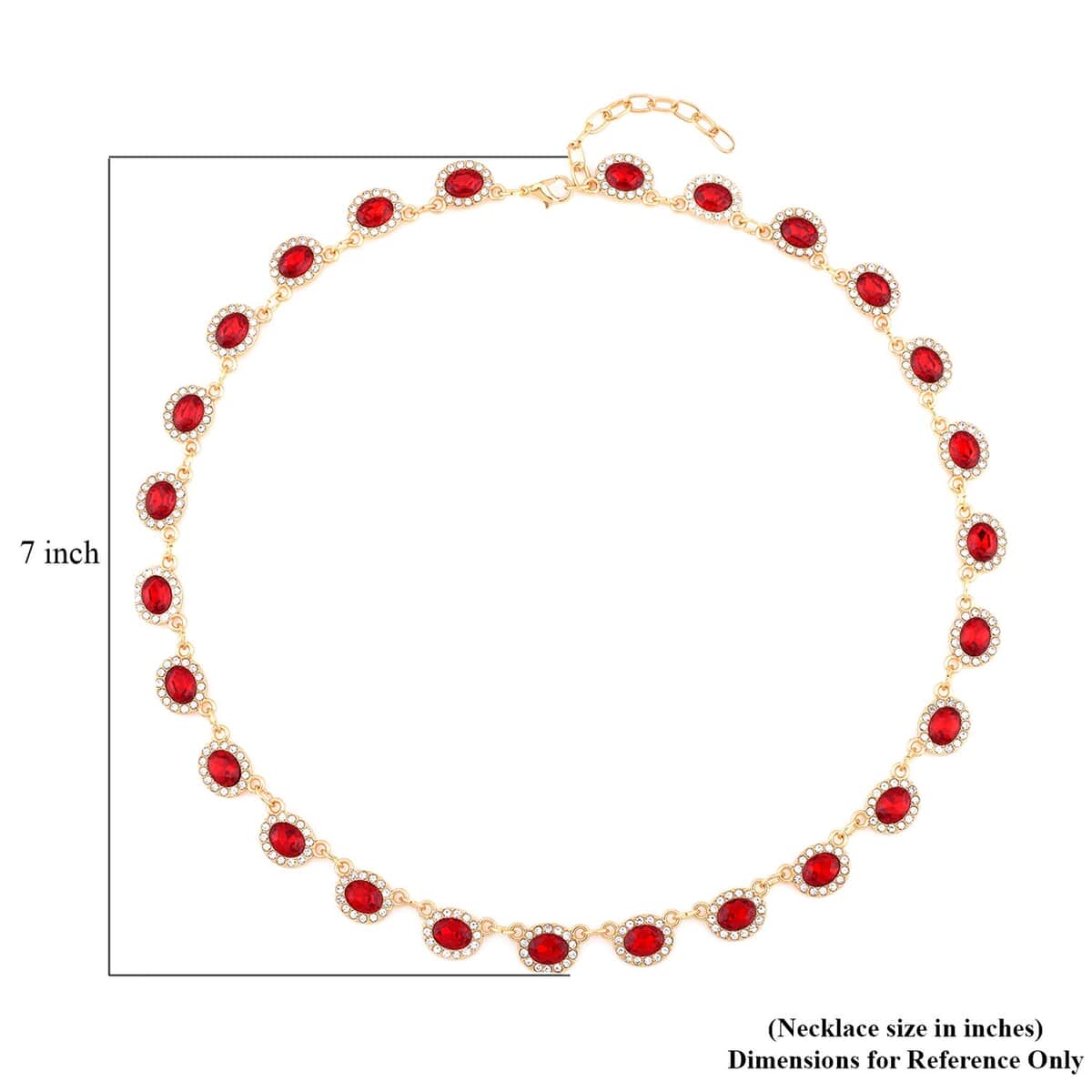 Simulated Ruby and White Austrian Crystal Necklace 20-22 Inches in Goldtone image number 3