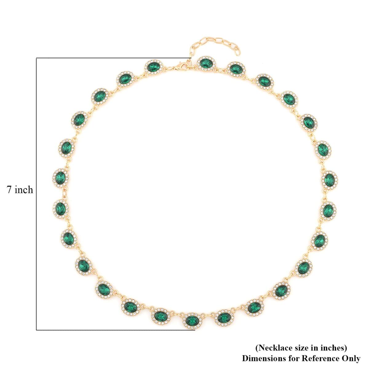 Simulated Emerald and White Austrian Crystal Necklace 20-22 Inches in Goldtone image number 3