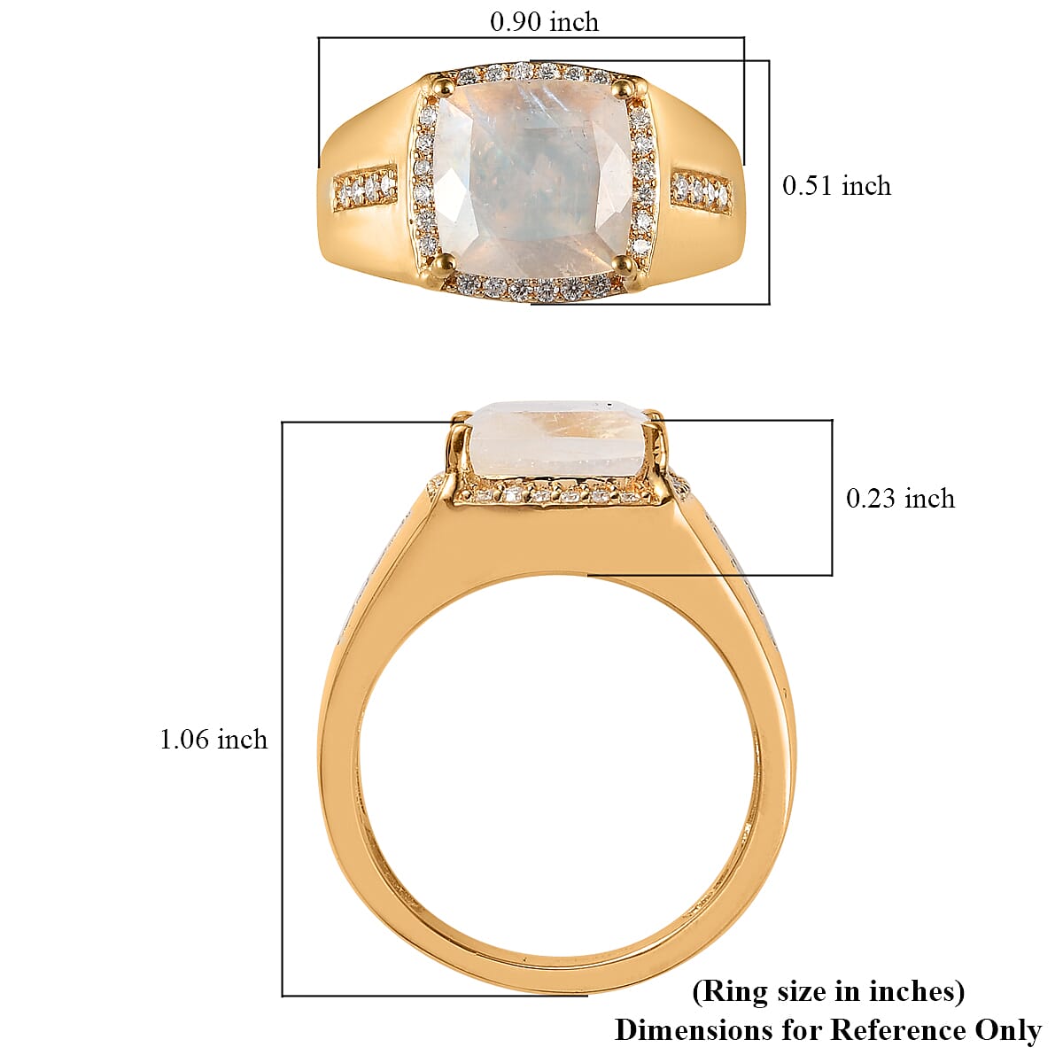 Premium Rainbow Moonstone and Moissanite Men's Ring in Vermeil Yellow Gold Over Sterling Silver (Size 10.0) 4.35 ctw image number 5