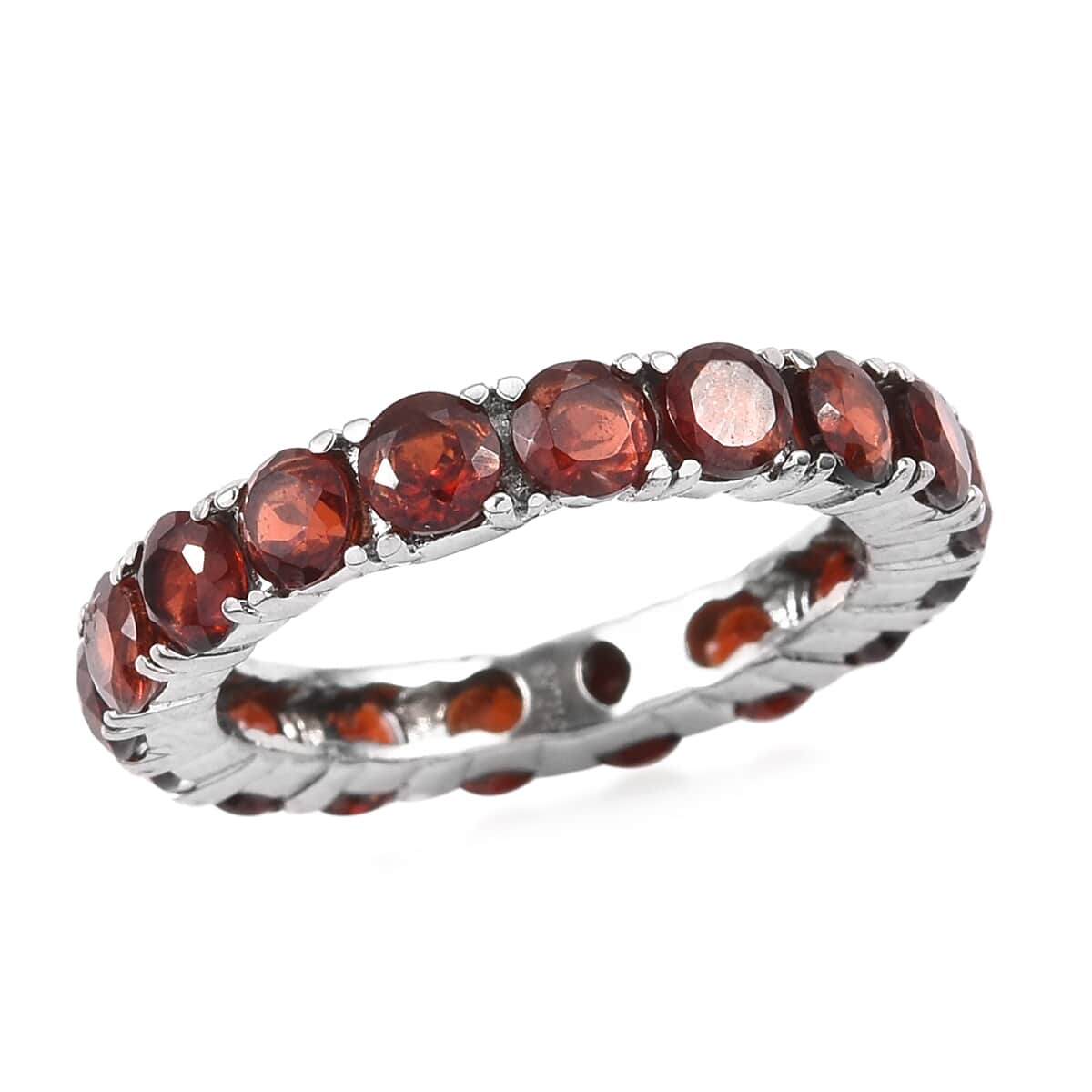 Mozambique Garnet Eternity Band Ring in Stainless Steel (Size 8) 4.40 ctw image number 0