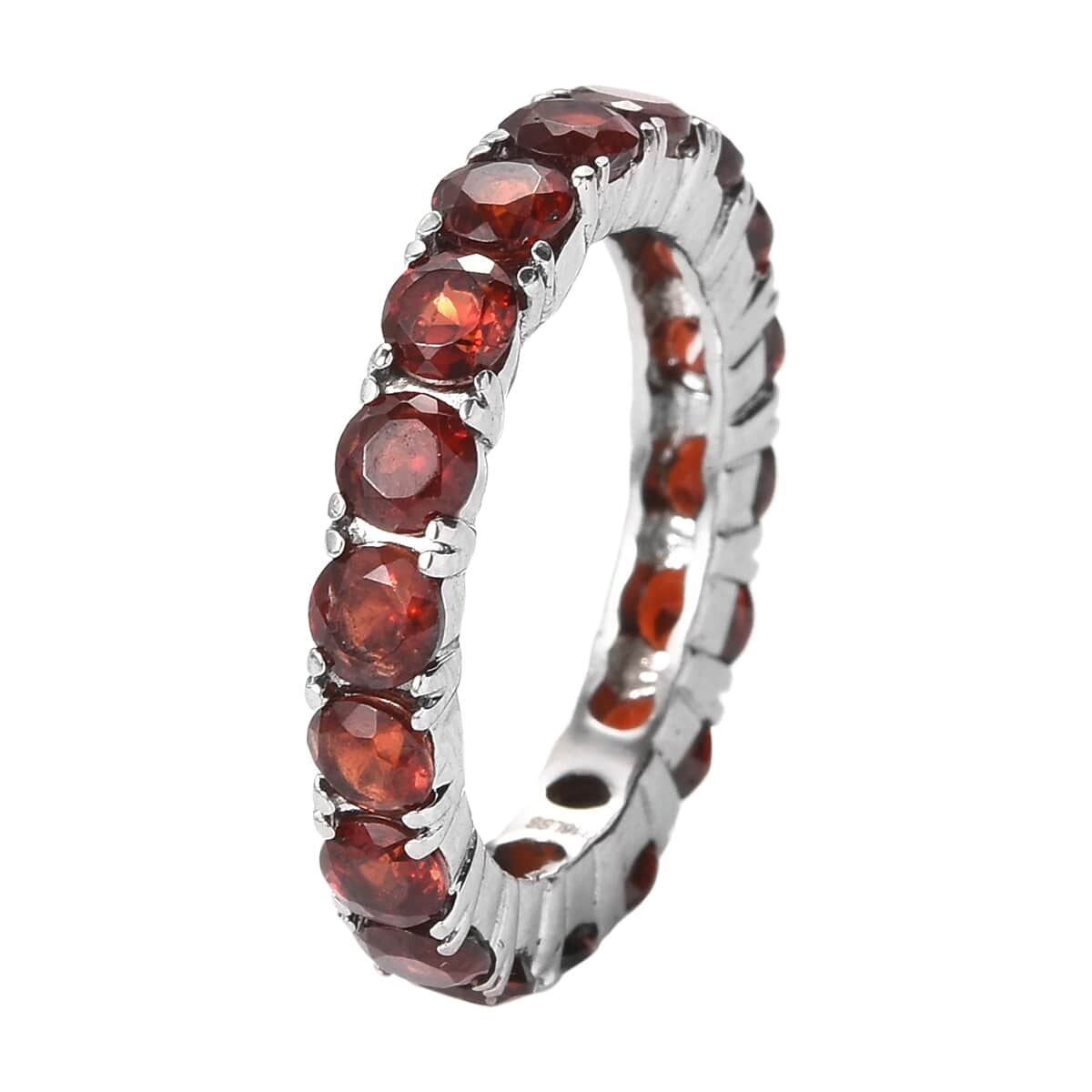 Mozambique Garnet Eternity Band Ring in Stainless Steel (Size 8) 4.40 ctw image number 3