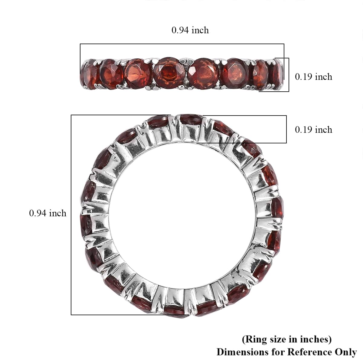 Mozambique Garnet Eternity Band Ring in Stainless Steel (Size 8) 4.40 ctw image number 5