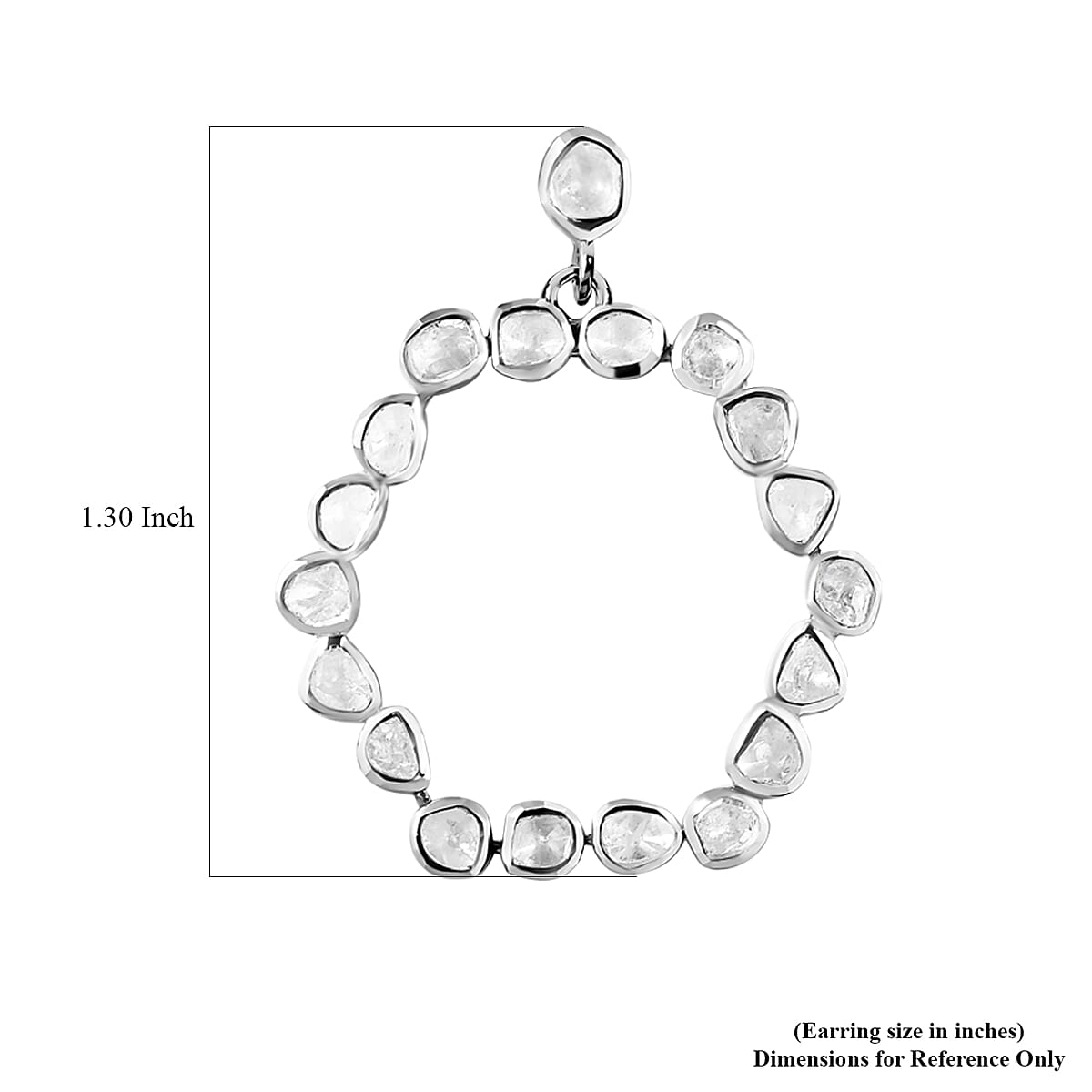 Polki Diamond Hexagon Shape Dangle Earrings in Platinum Over Sterling Silver 2.00 ctw image number 4