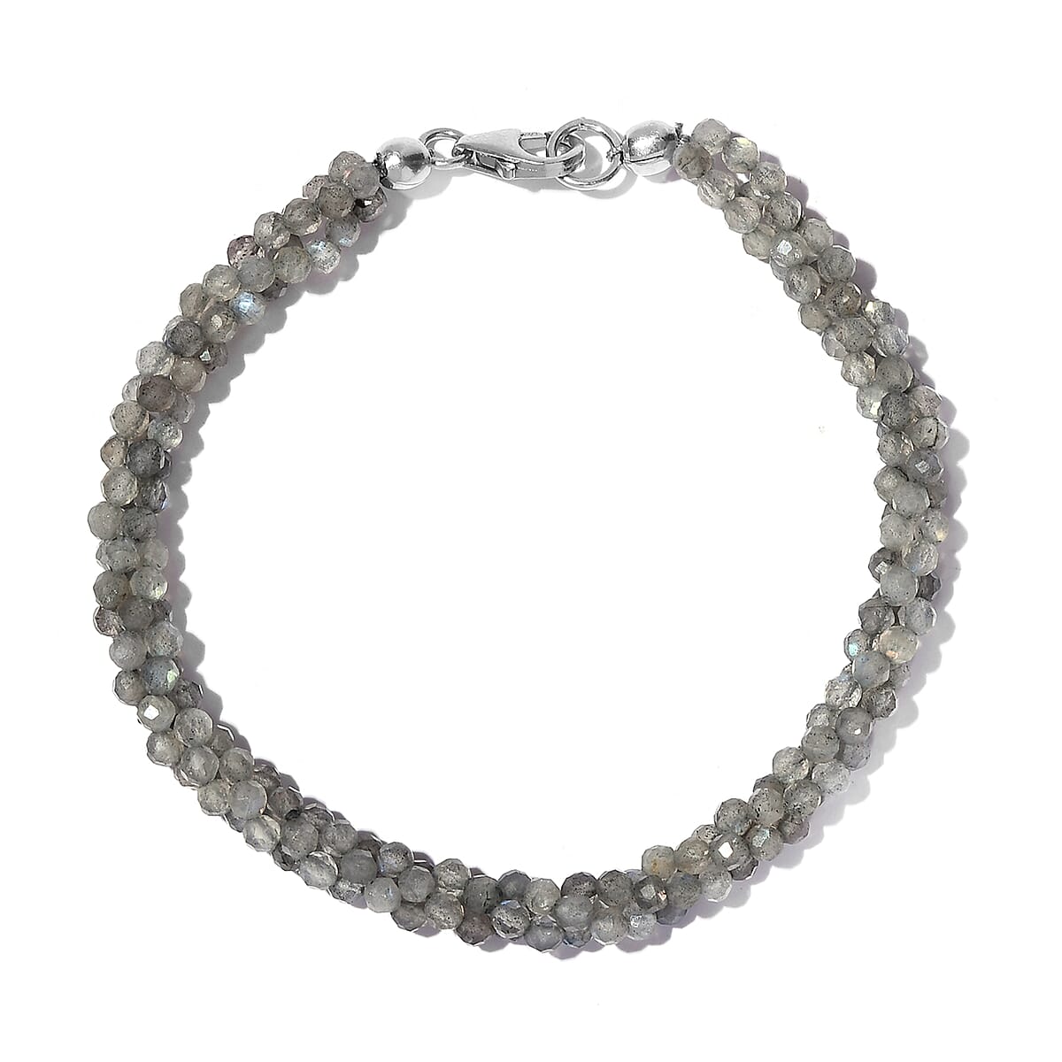 Ankur Treasure Chest Malagasy Labradorite Twisted Beaded Bracelet in Sterling Silver (7.25 In) 30.25 ctw image number 0