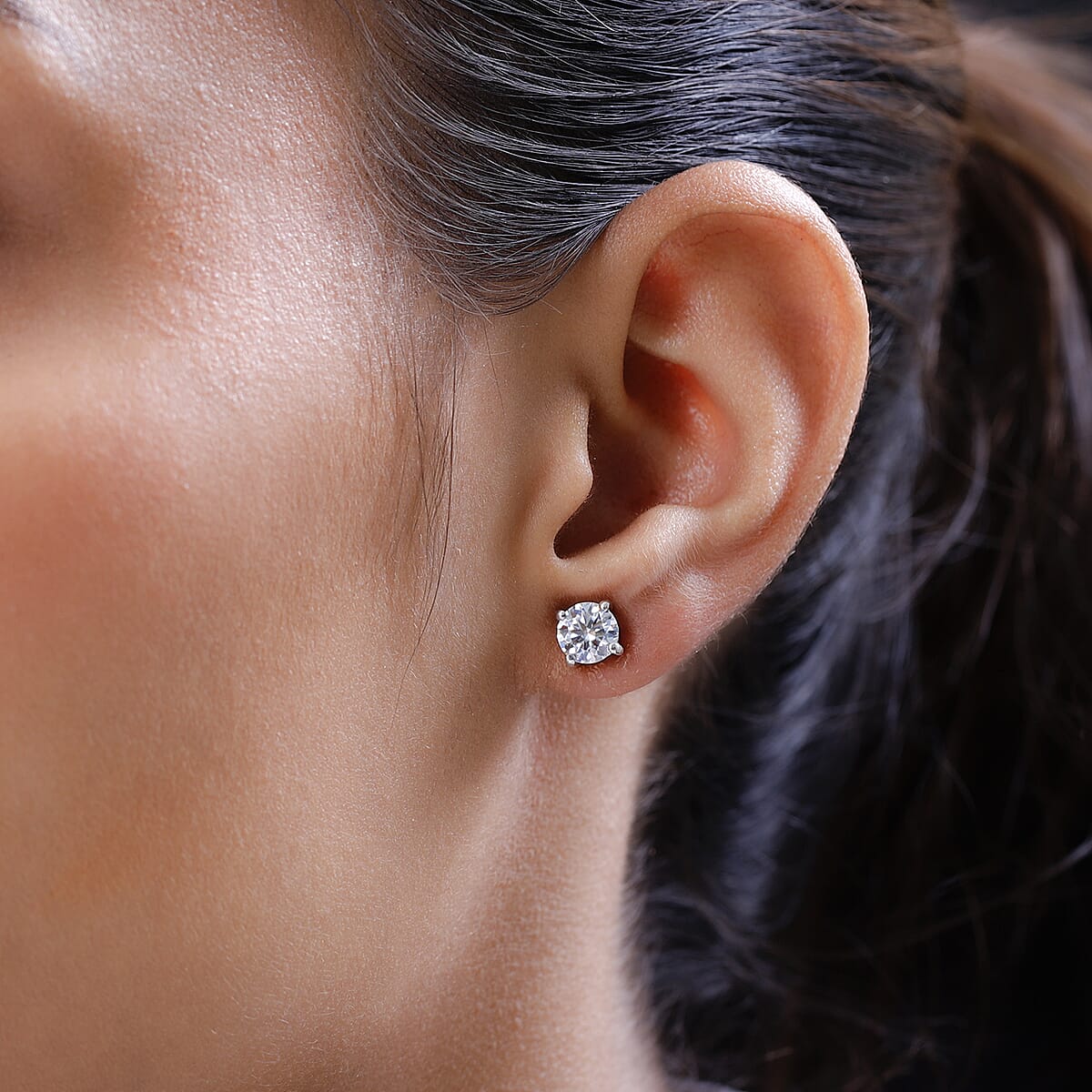 Moissanite Earrings in Platinum Over Sterling Silver 1.85 ctw image number 1