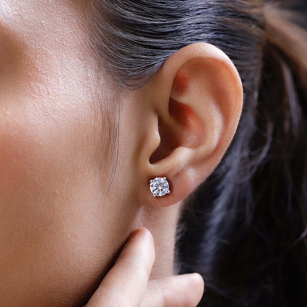 Moissanite Earrings in Platinum Over Sterling Silver 1.85 ctw image number 2