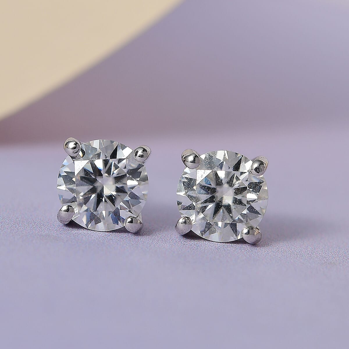 Moissanite Earrings in Platinum Over Sterling Silver 1.85 ctw image number 3