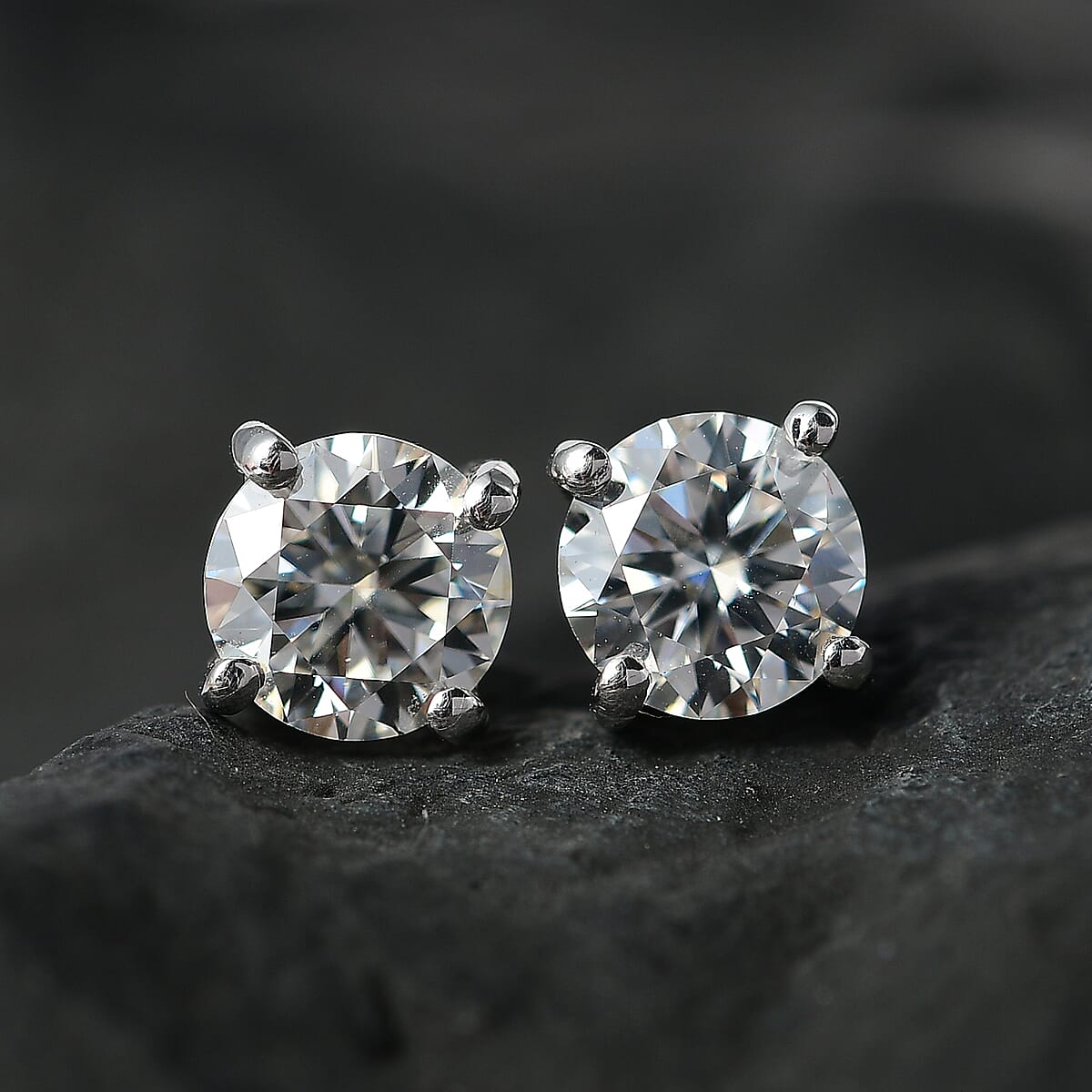 Moissanite Earrings in Platinum Over Sterling Silver 1.85 ctw image number 4