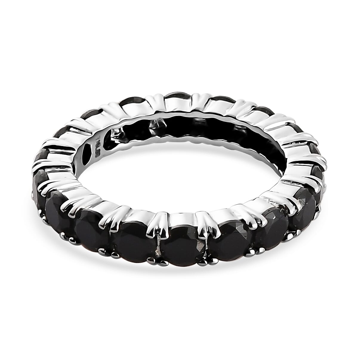 Thai Black Spinel 2.70 ctw Eternity Band Ring in Stainless Steel (Size 8.0) image number 4