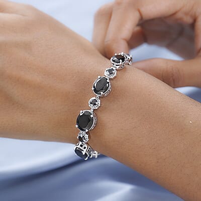 Elite Shungite Bolo Bracelet in Platinum Over Sterling Silver 12.25 ctw