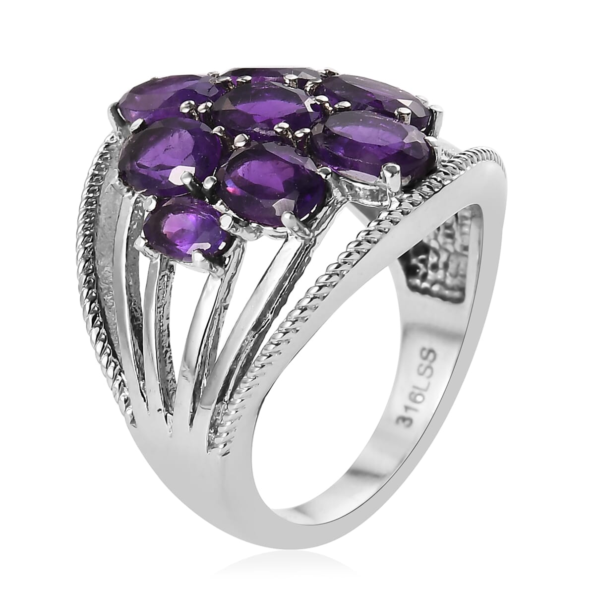 Amethyst Ring in Stainless Steel (Size 10.0) 3.40 ctw image number 3