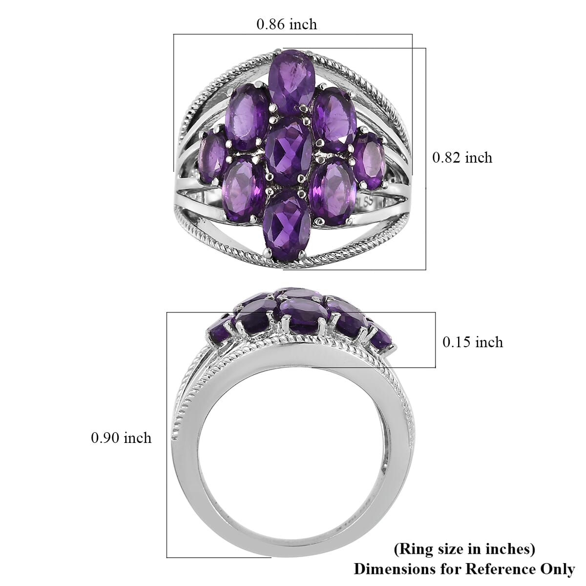 Amethyst Ring in Stainless Steel (Size 10.0) 3.40 ctw image number 5