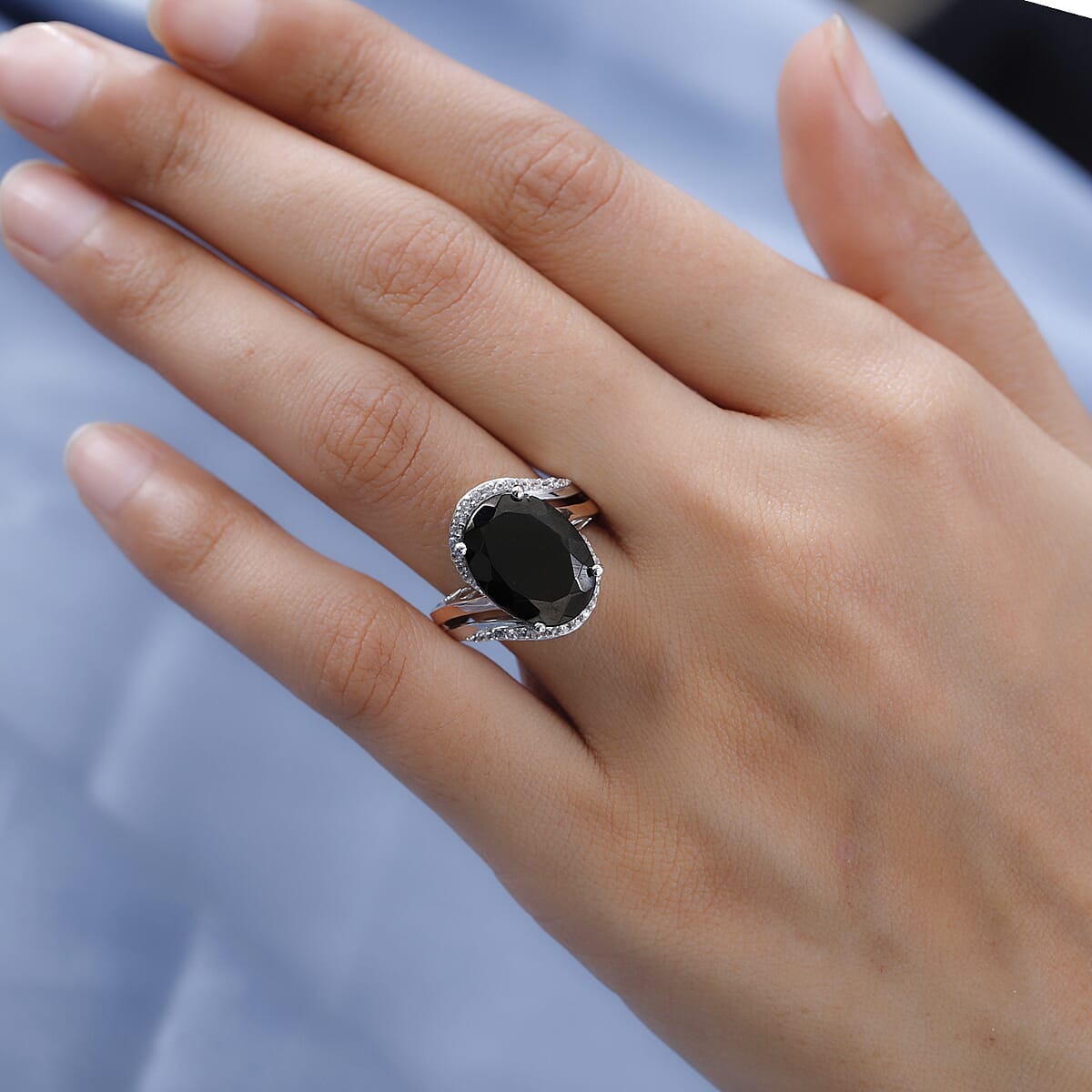 Elite Shungite and Natural White Zircon Ring in Vermeil Rose Gold and Platinum Over Sterling Silver 5.15 ctw image number 2