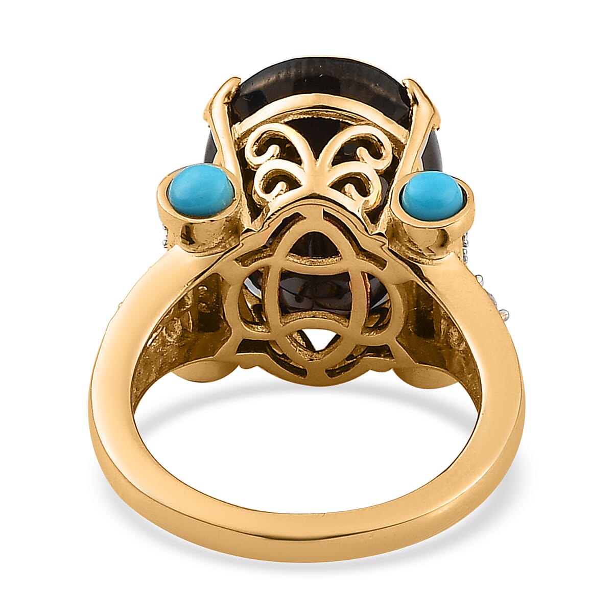 Elite Shungite and Multi Gemstone Cluster Ring in Vermeil Yellow Gold Over Sterling Silver 5.60 ctw image number 4