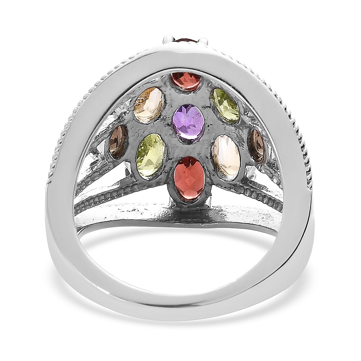 Multi Gemstone Ring in Stainless Steel (Size 5) 3.65 ctw , Tarnish-Free, Waterproof, Sweat Proof Jewelry image number 4