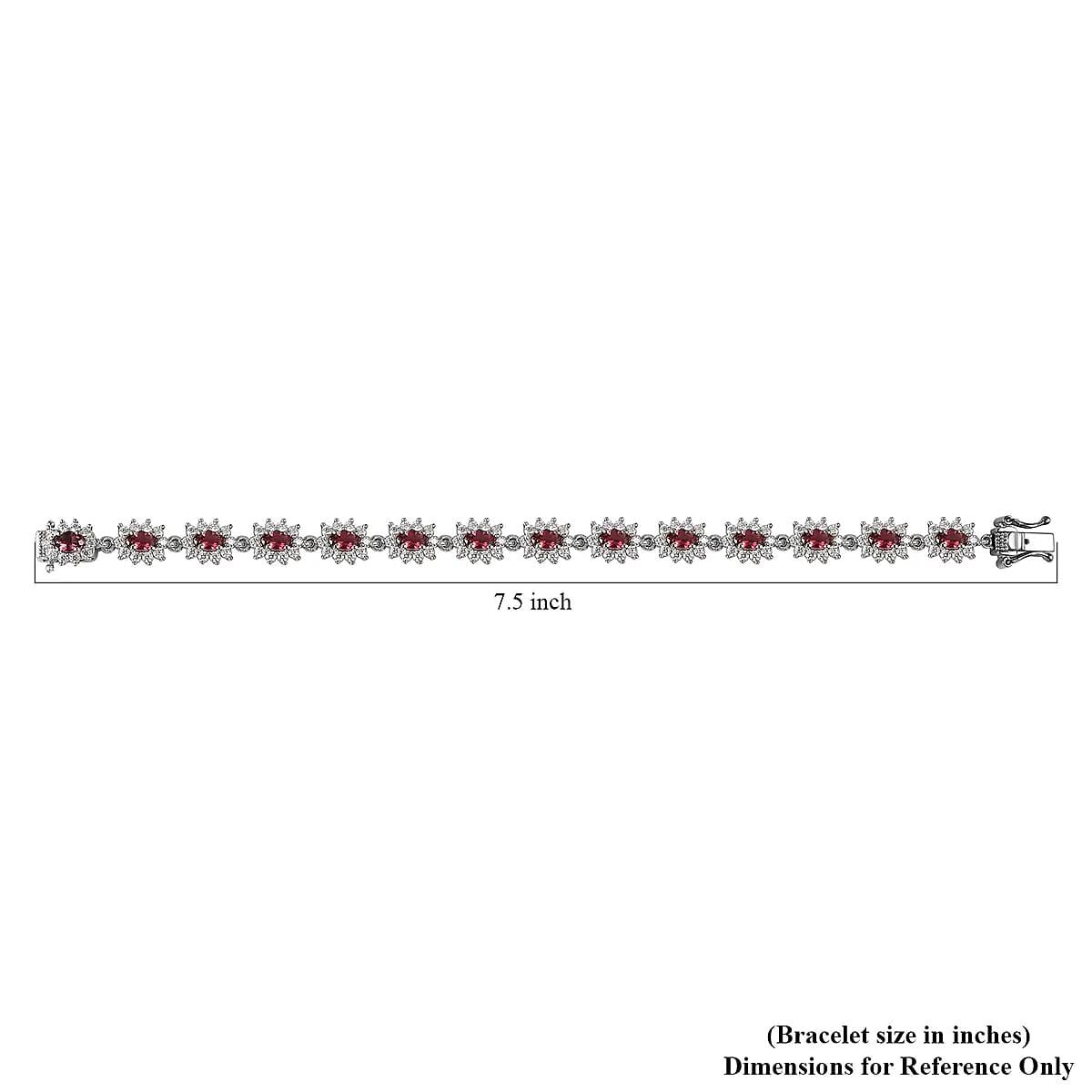 Ouro Fino Rubellite Sunburst Bracelet, Moissanite Accent Bracelet, Rubellite Bracelet, Platinum Over Sterling Silver Bracelet (6.50 In) 6.25 ctw