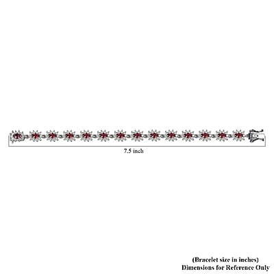 Ouro Fino Rubellite Sunburst Bracelet, Moissanite Accent Bracelet, Rubellite Bracelet, Platinum Over Sterling Silver Bracelet (6.50 In) 6.25 ctw