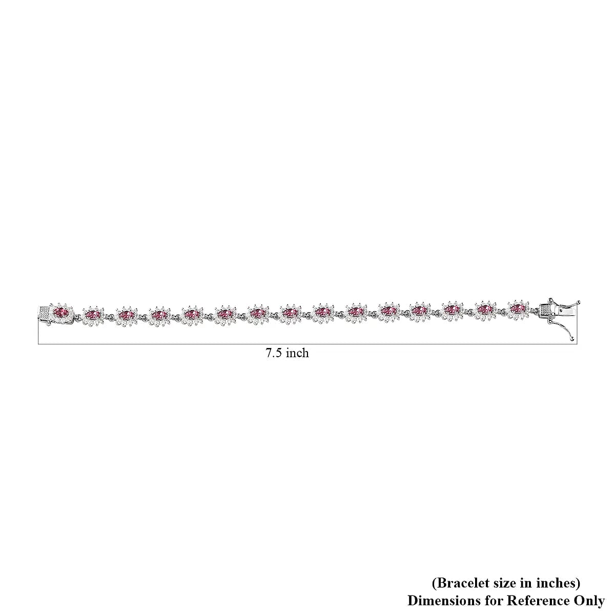 Ouro Fino Rubellite Sunburst Bracelet, Moissanite Accent Bracelet, Rubellite Bracelet, Platinum Over Sterling Silver Bracelet (7.25 In) 6.50 ctw image number 6