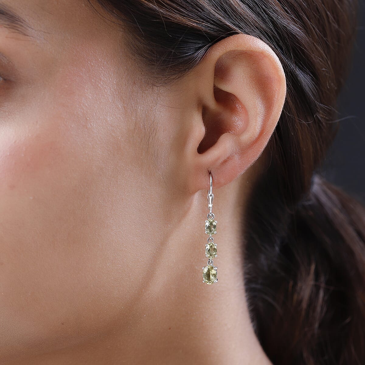 Brazilian Golden Apatite Lever Back Earrings in Platinum Over Sterling Silver 3.35 ctw image number 2