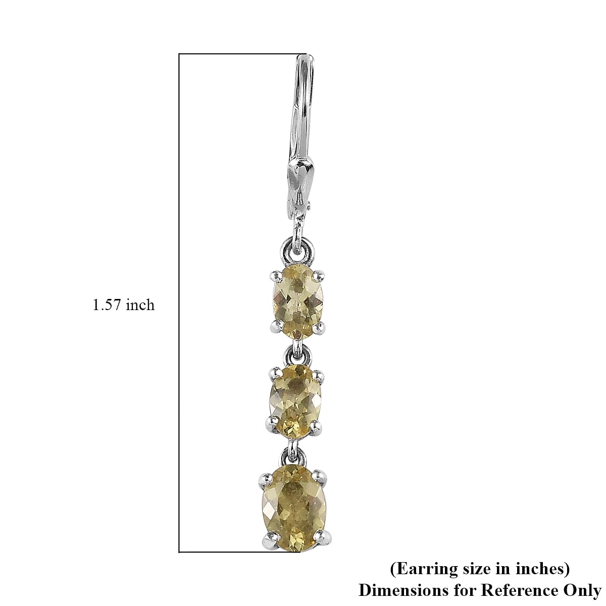 Brazilian Golden Apatite Lever Back Earrings in Platinum Over Sterling Silver 3.35 ctw image number 4