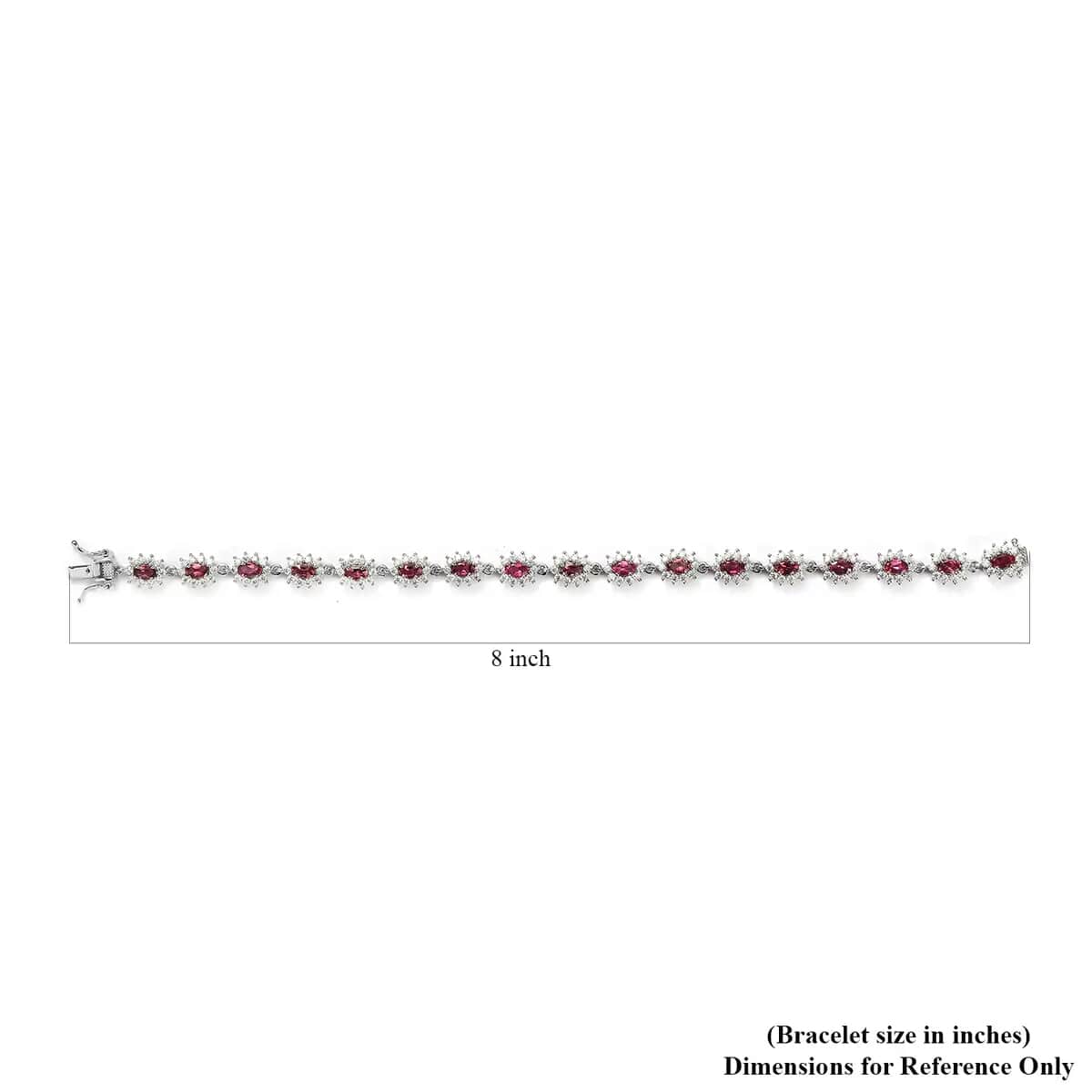 Ouro Fino Rubellite and Moissanite 7.00 ctw Sunburst Bracelet, Accent Bracelet, Rubellite Bracelet, Platinum Over Sterling Silver Bracelet (8.00 In) image number 6