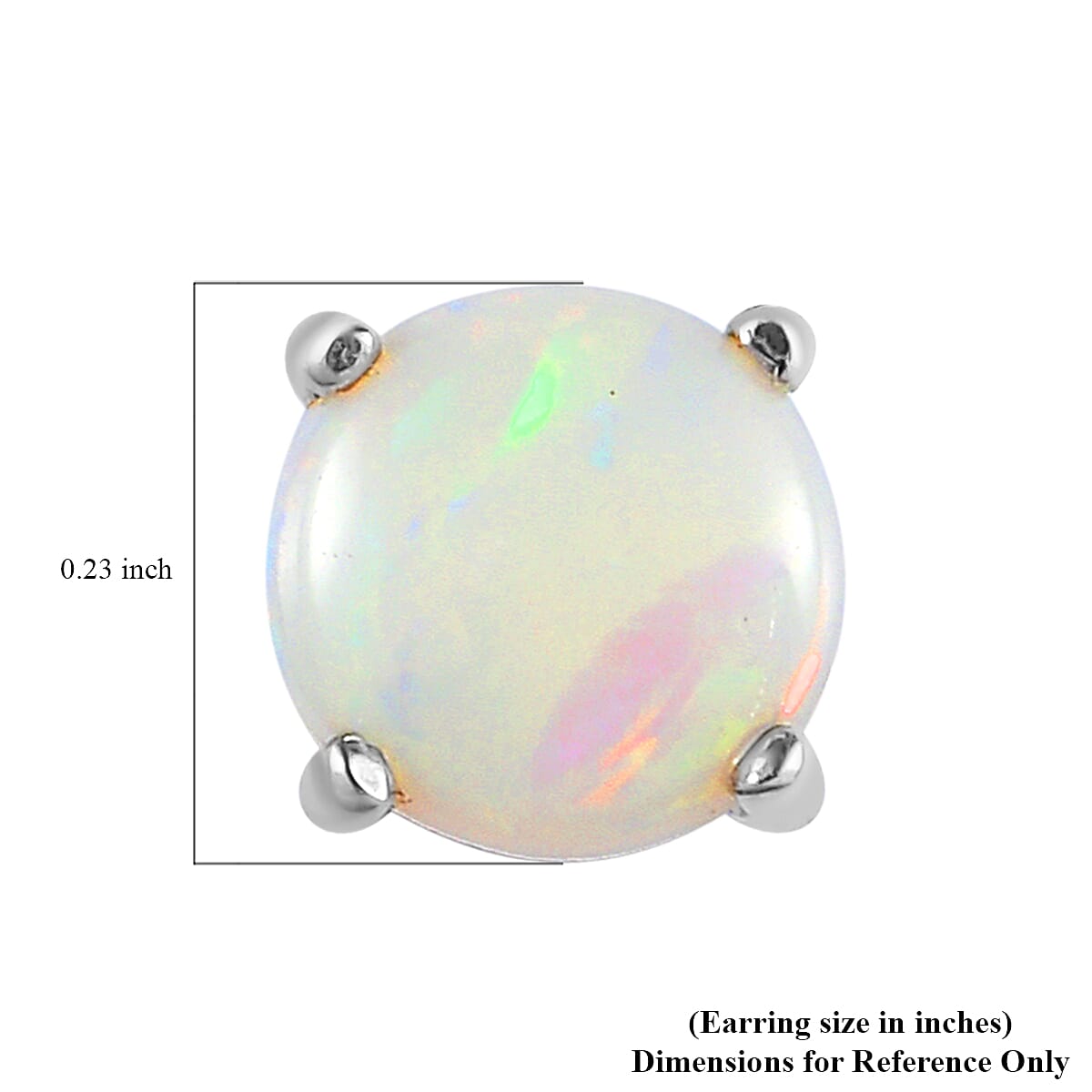 Australian Opal Solitaire Stud Earrings in Platinum Over Sterling Silver 0.65 ctw