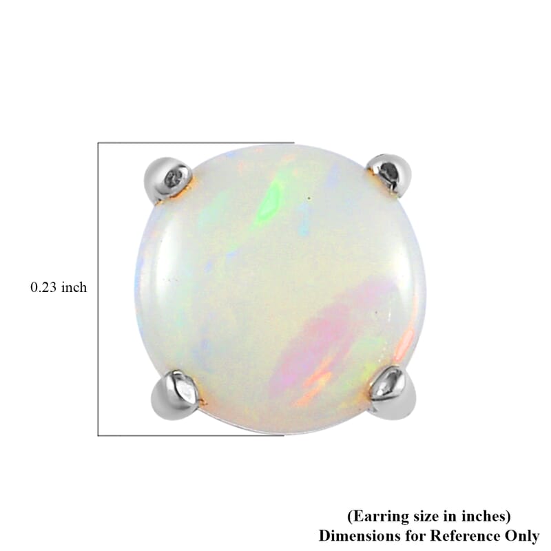 Australian Opal Solitaire Stud Earrings in Platinum Over Sterling Silver 0.65 ctw
