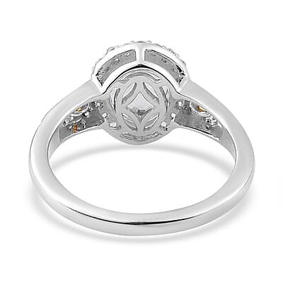 Brazilian Goshenite and White Zircon Halo Ring in Vermeil Yellow Gold and Platinum Over Sterling Silver (Size 10.0) 1.90 ctw