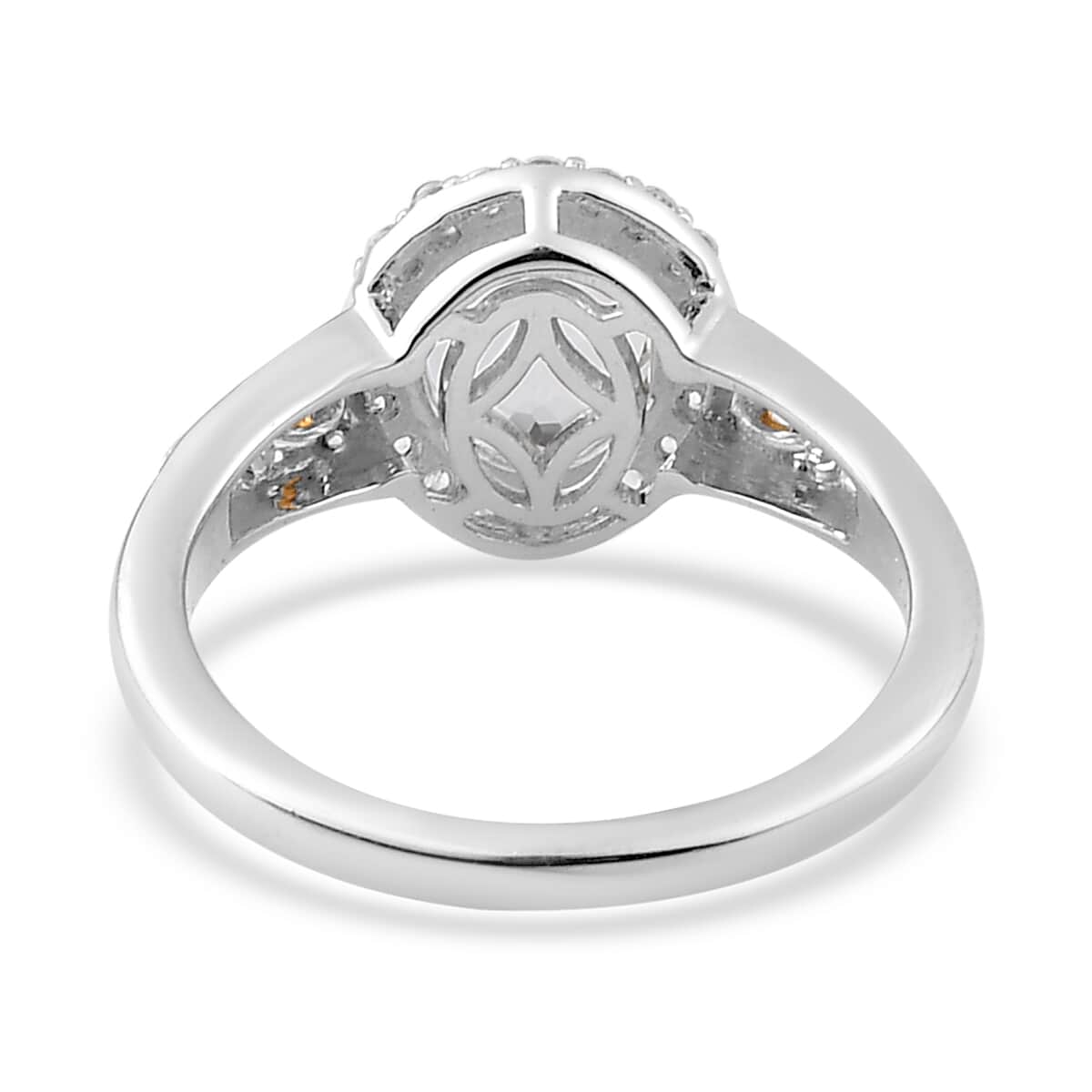 Brazilian Goshenite and White Zircon Halo Ring in Vermeil Yellow Gold and Platinum Over Sterling Silver (Size 7.0) 1.90 ctw image number 4