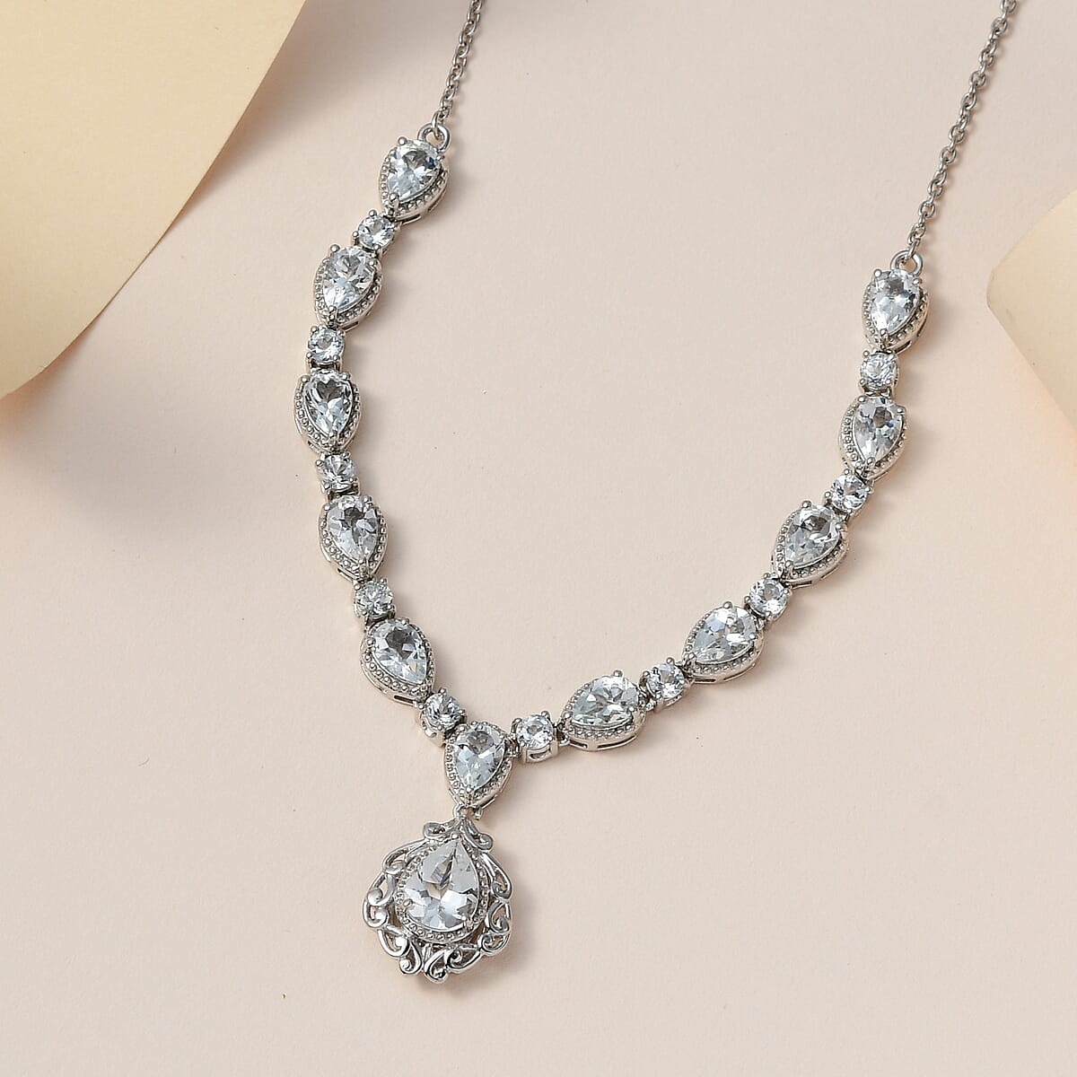 Brazilian Goshenite Necklace 18 Inches in Platinum Over Sterling Silver 5.60 ctw image number 1