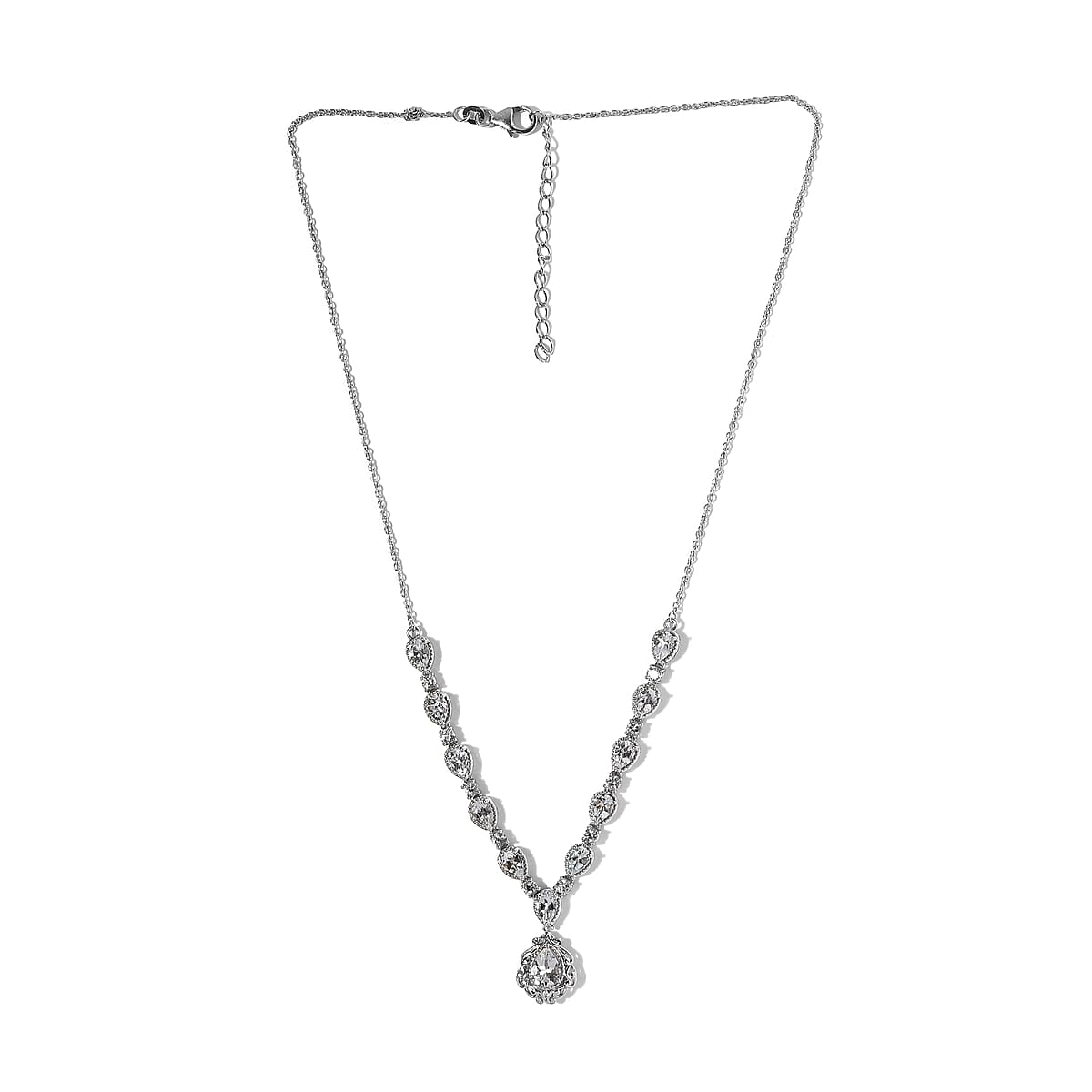 Brazilian Goshenite Necklace 18 Inches in Platinum Over Sterling Silver 5.60 ctw image number 3