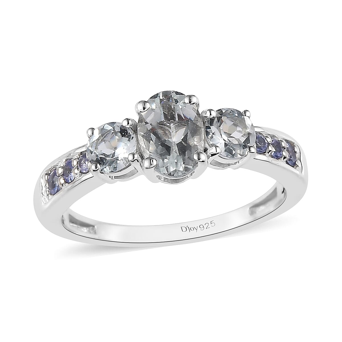 Premium Brazilian Goshenite and Tanzanite Ring in Platinum Over Sterling Silver (Size 10.0) 1.25 ctw