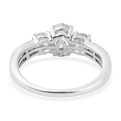 Premium Brazilian Goshenite and Tanzanite Ring in Platinum Over Sterling Silver (Size 10.0) 1.25 ctw