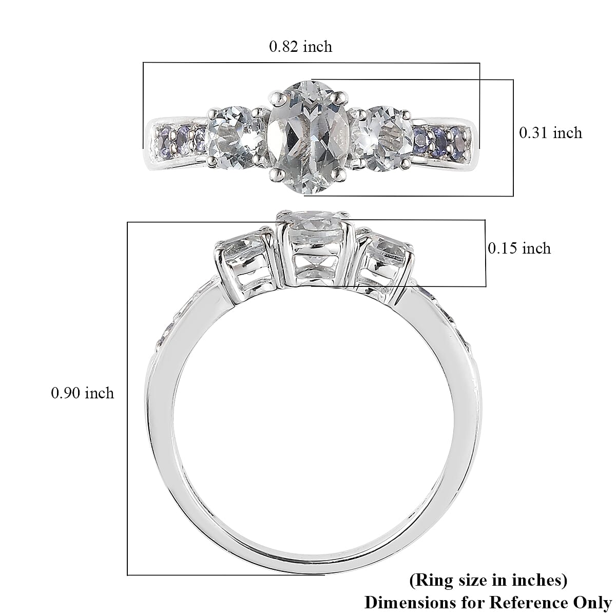 Premium Brazilian Goshenite and Tanzanite Ring in Platinum Over Sterling Silver (Size 10.0) 1.25 ctw