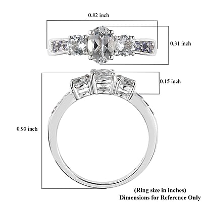 Premium Brazilian Goshenite and Tanzanite Ring in Platinum Over Sterling Silver (Size 10.0) 1.25 ctw