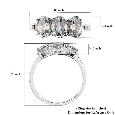 Premium Brazilian Goshenite and Diamond 3 Stone Ring in Platinum Over Sterling Silver (Size 10.0) 2.00 ctw